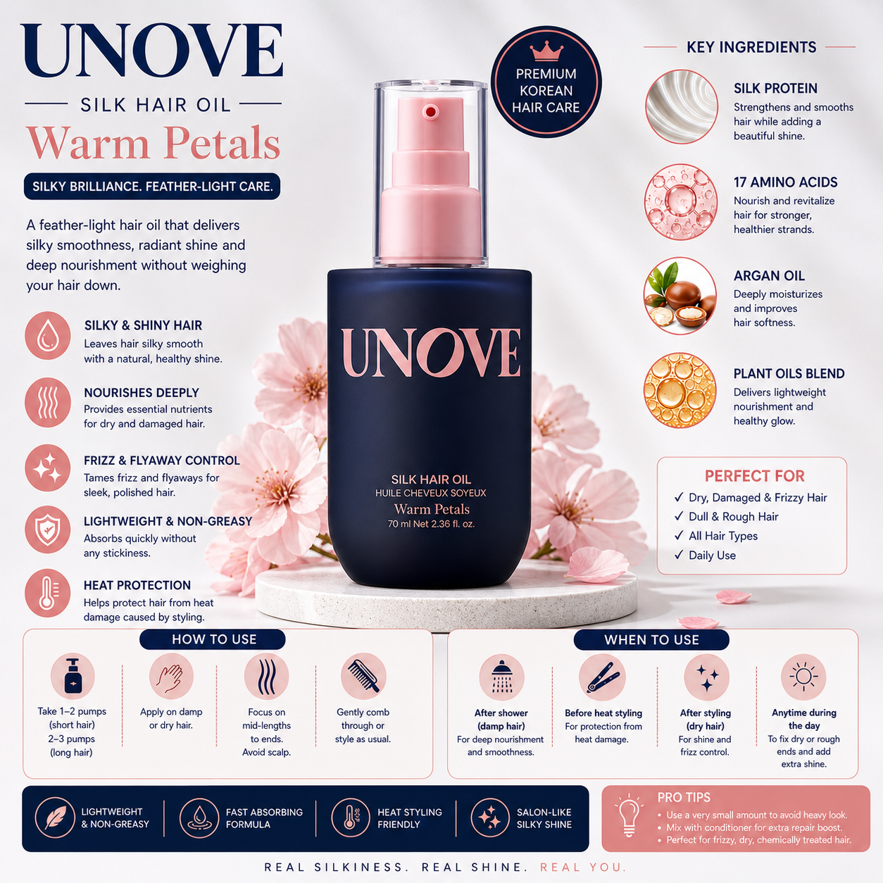 UNOVE Silk Hair Oil 70ml